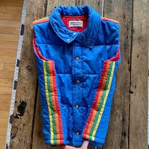 Vintage 70s puffer vest rainbow blue